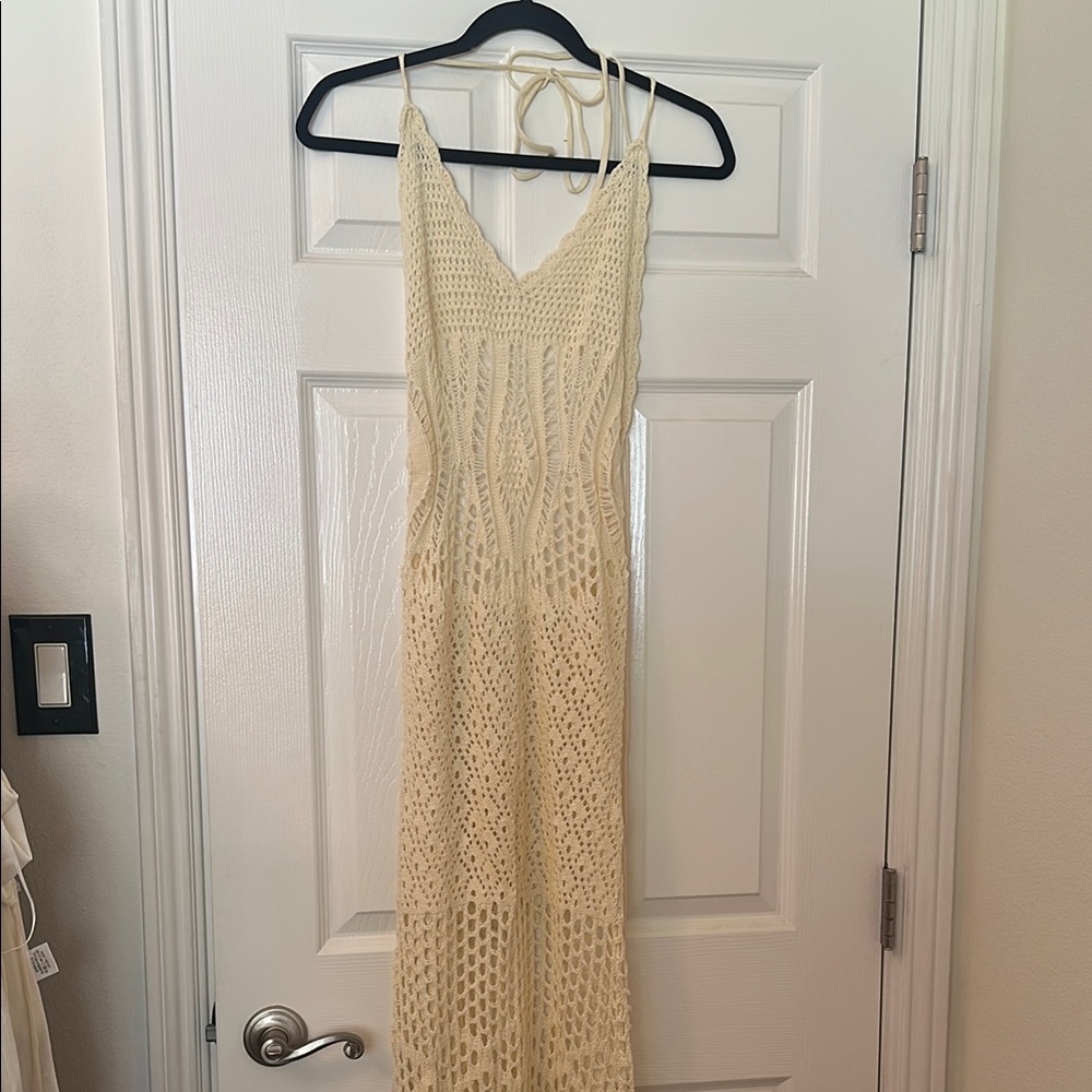 Elegant Cream Crochet Dress